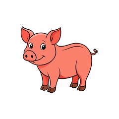 Cute cartoon pig illustration isolated on white background