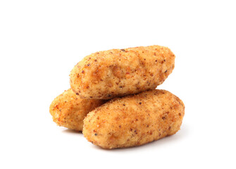 Tasty fried golden croquettes isolated on white