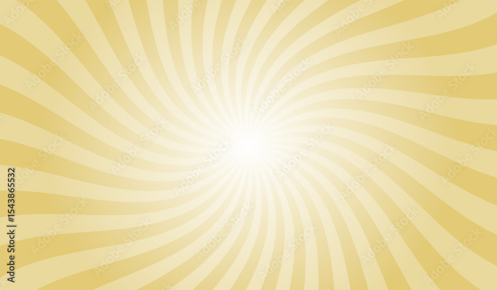 Poster abstract swirl yellow background with rays retro starburst. radial spiral stripes backdrop. comic de