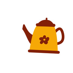 Cute Vintage Teapot Illustration with Flower Design

