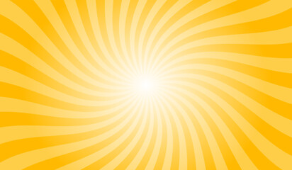 Obraz premium Abstract swirl yellow background with rays retro starburst. Radial spiral stripes backdrop. Comic design element. Vintage beam sunburst texture. Classic vintage sun rays pattern. Gradient Groovy Rays