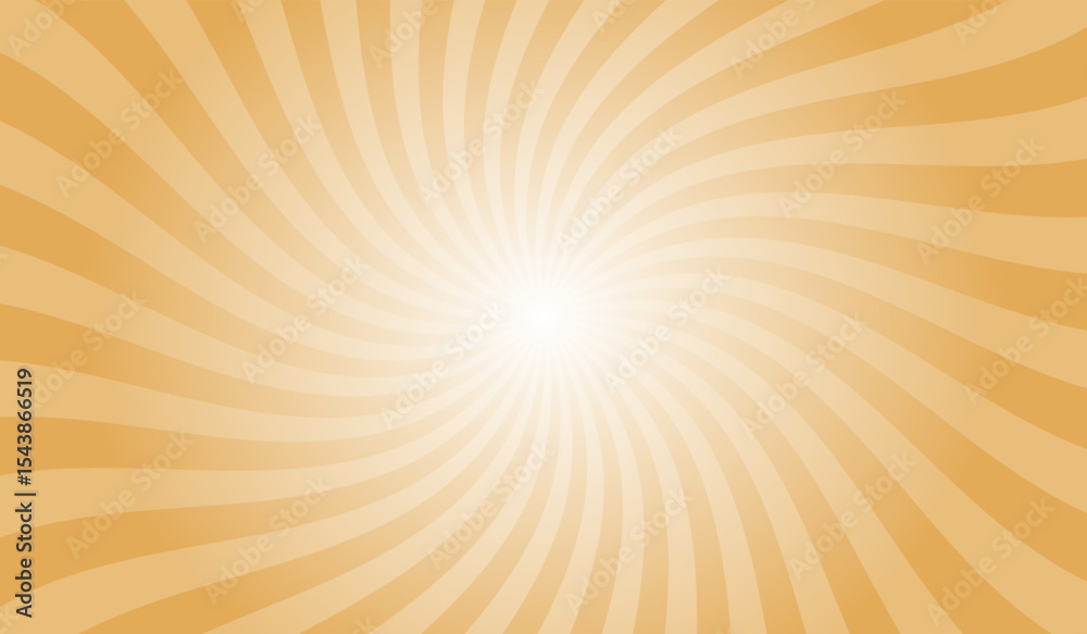 Poster abstract swirl yellow background with rays retro starburst. radial spiral stripes backdrop. comic de