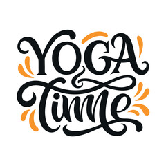 Yoga Time Calligraphy Handwritten Lettering for posters, , T-Shirts.