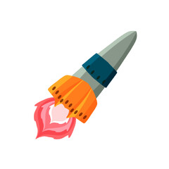 Colorful cartoon missile rocket with smoke isolated style. Suitable for posters, prints, kids' materials, or creative military-themed designs.