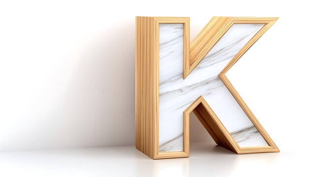 Capital letter K, wood and marble design