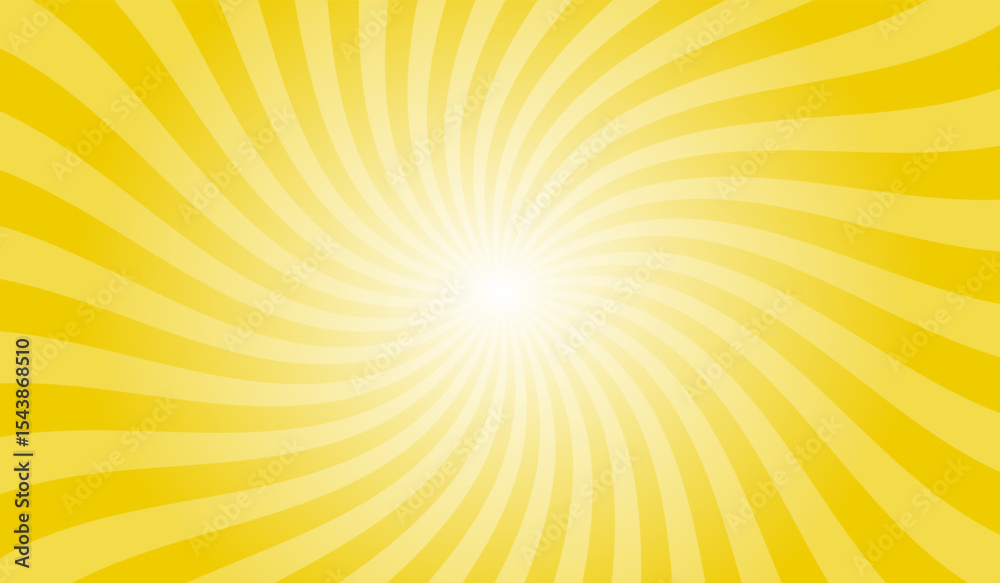 Aufkleber abstract swirl yellow background with rays retro starburst. radial spiral stripes backdrop. comic de