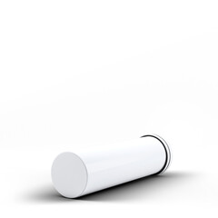 A simple white cylindrical object, possibly a container or tube, designed for storage or dispensing purposes.