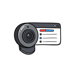 Fototapeta premium Cartoon Webcam with Control Panel and Recording Indicators.