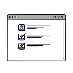 Fototapeta premium Digital Checklist Featuring User Icons and Check Marks on a Screen.