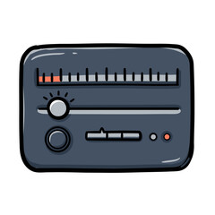 Obraz premium Cartoon Illustration of a Vintage Radio Receiver with Orange Indicator.
