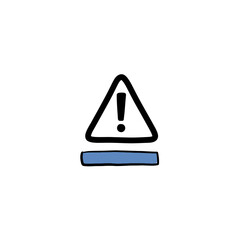Hand-drawn Warning Triangle with Blue Bar Below.