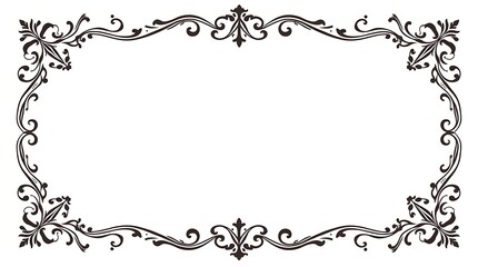 Elegant Swirling Pattern Vector Frame, Intricate Negative Space Outline, Spacious Middle for Text