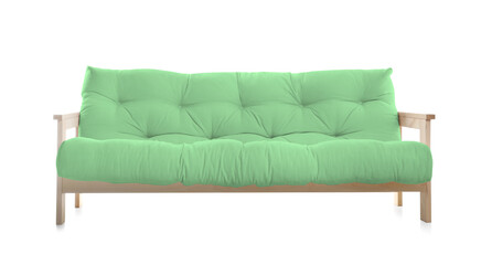 Light green sofa isolated on white. Furniture for living room interior