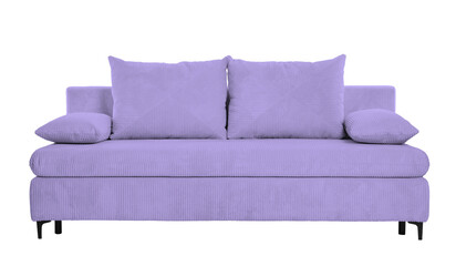 Pastel purple sofa isolated on white. Furniture for living room interior