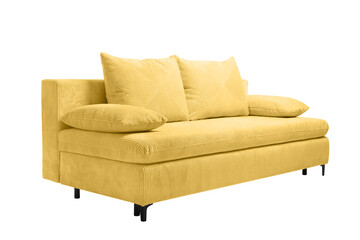 Yellow sofa isolated on white. Furniture for living room interior