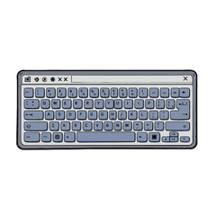 Stylized Keyboard Illustration with Gray Keys and a Window-Like Frame.