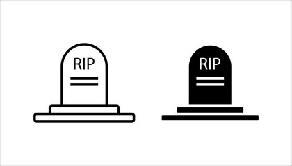 Black line Tombstone with RIP written on it icon isolated on white background. Grave icon. Set icons colorful. Vector
