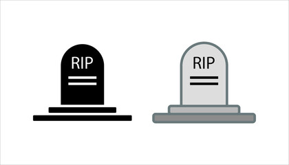 Black line Tombstone with RIP written on it icon isolated on white background. Grave icon. Set icons colorful. Vector
