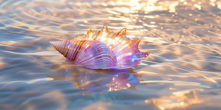 floating sea shell on water