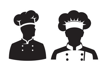Silhouette of a chef- clean, bold culinary icon for apps  on white