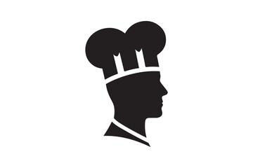 Silhouette of a chef- clean, bold culinary icon for apps  on white