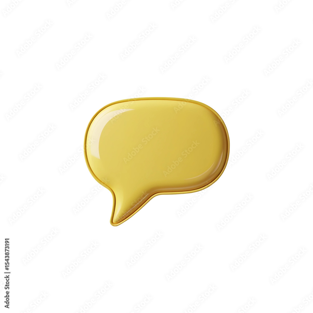 Fototapete shiny 3d rendered yellow speech bubble against a black backdrop symbolizing communication dialogue a