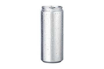 Energy Drink in Metallic Can with Water Droplets Isolated on Transparent Background