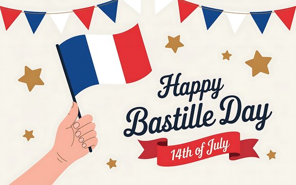 Happy bastille day france flag illustration
