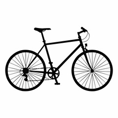 Black silhouette of a bicycle on a white background  