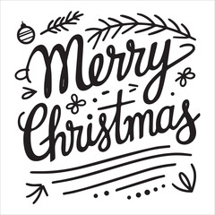 Fototapeta premium Black and White Christmas Greeting Line Art