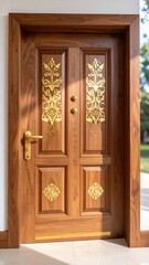 Obraz premium Ornate Wooden Door with Sunlight.
