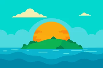 Tableau sur plexiglas Corail vert summer landscape with sea  © HAFIJUR