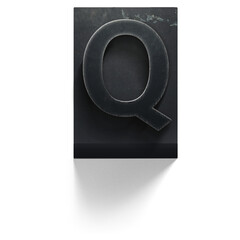 A stylized letter "Q" on a dark background, suggesting a graphic design element or typographic focus.