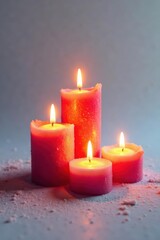 Abstract candlelight bundles, glowing embers on white , art, cozy, abstract