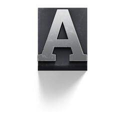 A stylized letter "A" with a metallic texture, set against a dark background, likely used for branding or graphic design.