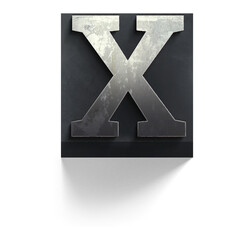 A stylized metallic letter "X" on a dark background, likely representing a logo or branding element.