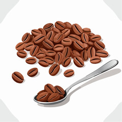 coffee beans and a spoon of roasted arabica