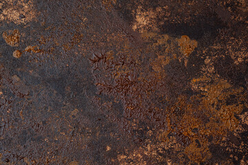 Rusty metal texture with rich brown and orange oxidation patterns