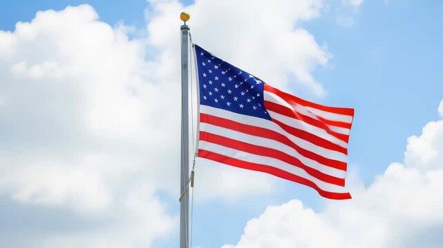 american flag on blue sky celebrating the celebration og july 4y