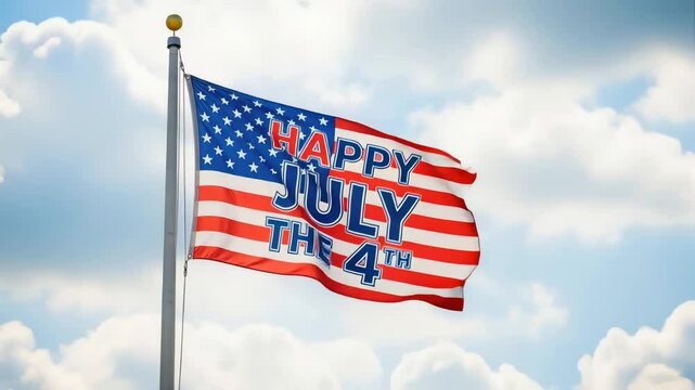american flag on blue sky celebrating the celebration og july 4y
