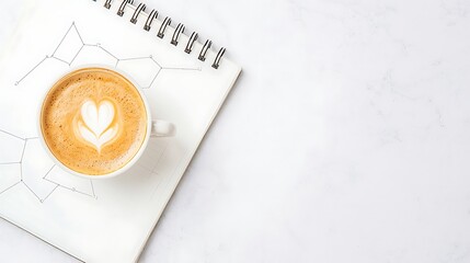 Aromatic Coffee Cup on Notebook Makes a Great Start to Your Day