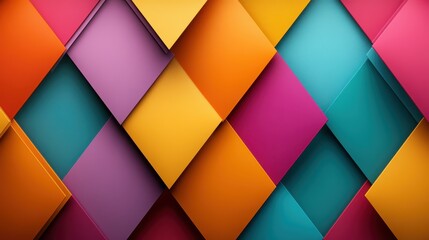 An engaging image showcasing a colorful geometric pattern that incorporates various shapes and vibrant colors, perfect for enhancing contemporary artistic aesthetics.