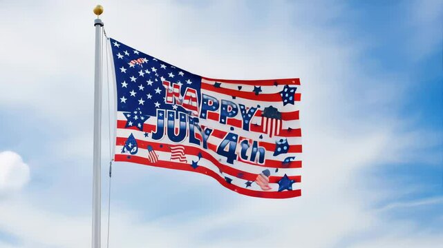 american flag on blue sky celebrating the celebration og july 4y