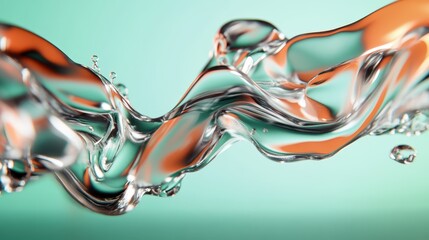 An abstract representation of flowing liquid shapes adorned with sparkling droplets, showcasing the mesmerizing beauty of fluid dynamics and its perfect artistic compositions.