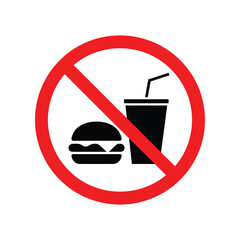 no fast food sign with prohibition symbol for hamburger and soft drink, promoting healthy eating, diet awareness, vector illustration