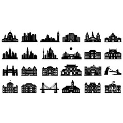 Naklejka premium Architecture silhouette buildings skyline cityscape landmarks monuments travel urban design vector illustration