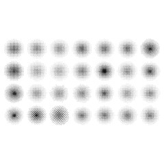 Halftone dots pattern black and white circles gradient texture vector graphic design illustration element