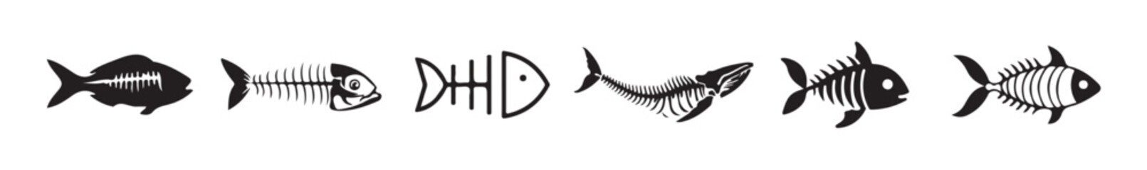 Fish bone icon on white background. fish skeleton sign. fishbone symbol. flat style. Silhouette fish vector icon, vector illustration eps 10.