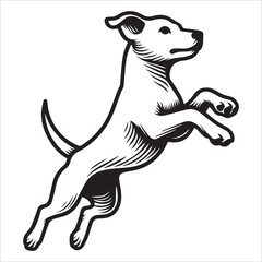 Obraz premium Jumping Dog Line Drawing Vector Illustration