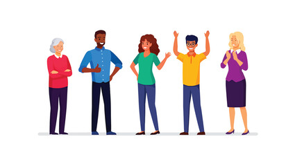 Fototapeta premium Diverse Team Celebrating Success Business Teamwork Illustration